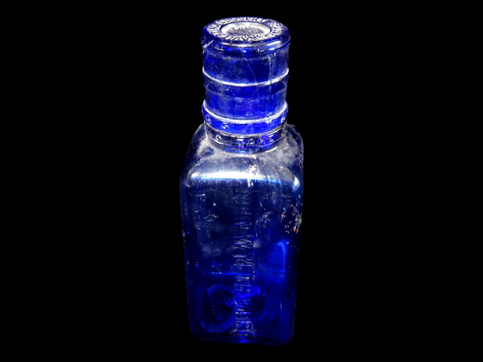 6 3/8" Vintage Blue John Wyeth @ Bro. Medicine Bottle with Lid: 6 3/8" Vintage Blue John Wyeth @ Bro. Medicine Bottle with Lid