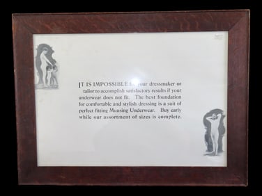 25 1/2' X 17 1/2' Munsing Underwear Advertisement from 1920