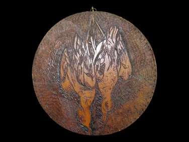 9 1/2' Round Duck Wooden Carving
