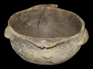4 1/8' Tall x 7 3/8' Diameter Pre Columbian Mississippian Culture Caddo Fish Effigy Pottery Bowl
