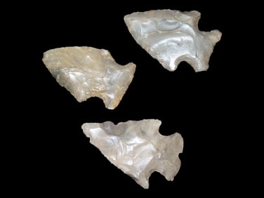 Lot of 3 Southern Illinois Arrowheads, Ex Clarence Blair Collection
