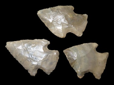 Lot of 3 Southern Illinois Arrowheads, Ex Clarence Blair Collection
