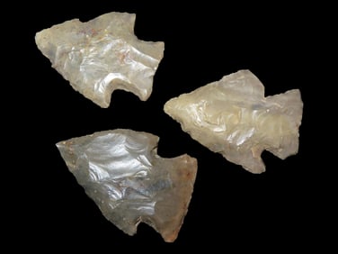 Lot of 3 Southern Illinois Arrowheads, Ex Clarence Blair Collection