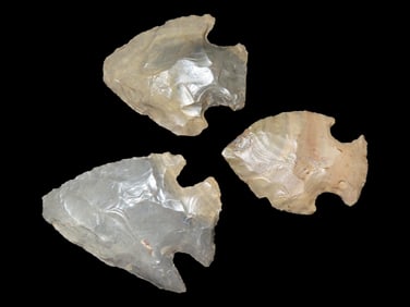Lot of 3 Southern Illinois Arrowheads, Ex Clarence Blair Collection