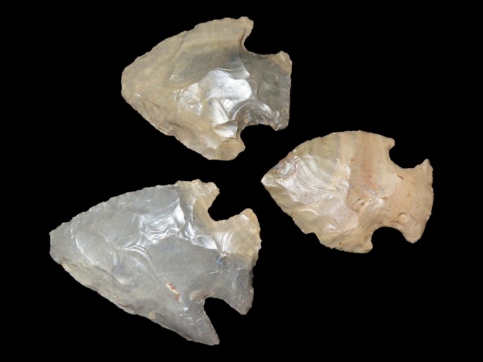 Lot of 3 Southern Illinois Arrowheads, Ex Clarence Blair Collection (1 of 2)