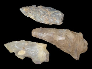 Lot of 3 Southern Illinois Arrowheads, Ex Clarence Blair Collection