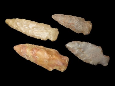 Lot of 4 Southern Illinois Arrowheads, Ex Clarence Blair Collection