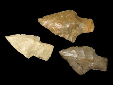 Lot of 3 Southern Illinois Arrowheads, Ex Clarence Blair Collection
