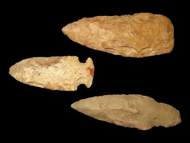 Lot of 3 Southern Illinois Arrowheads, Ex Clarence Blair Collection