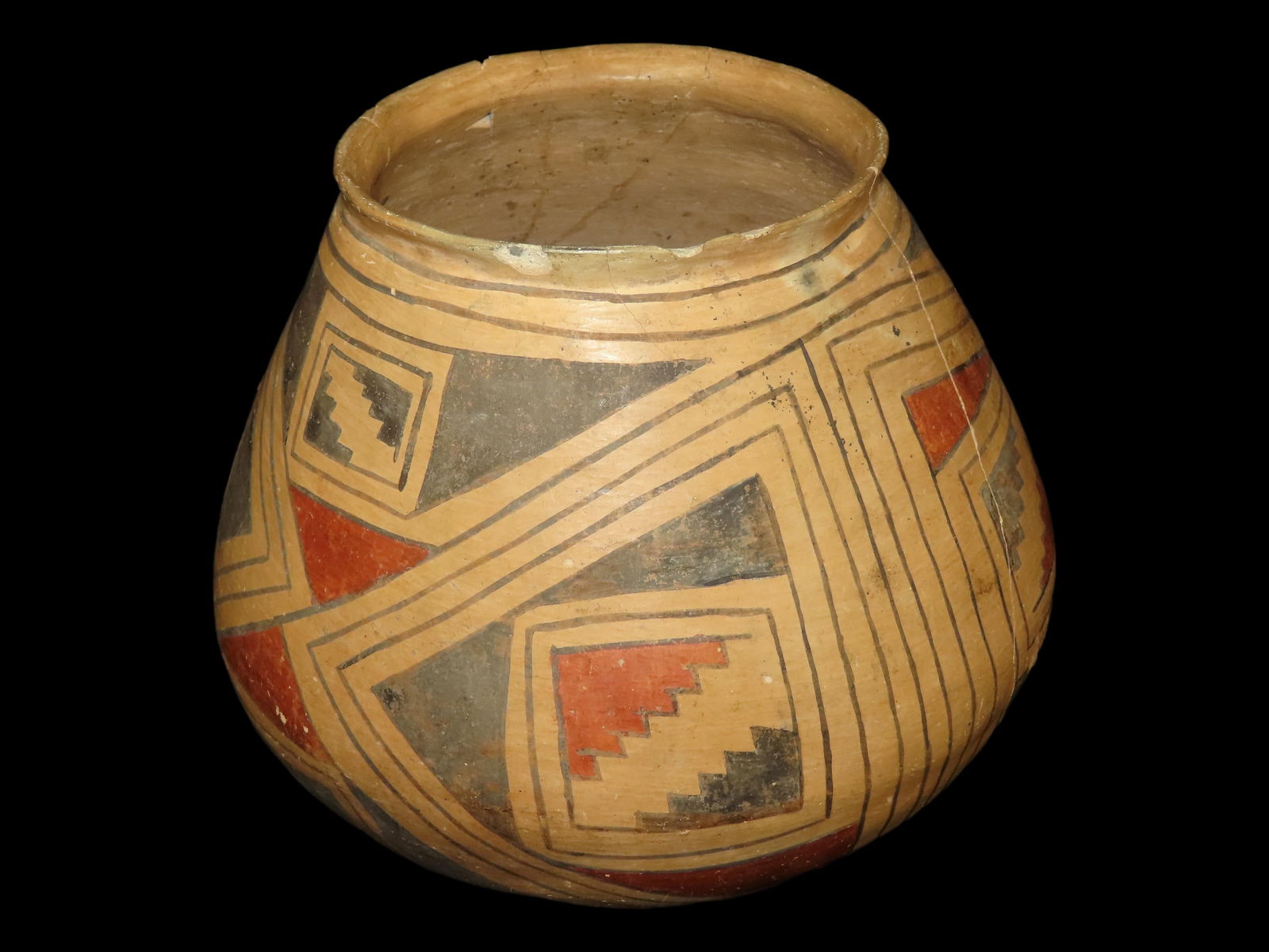 8 3/4" Tall x 8 1/2" Wide Pre-Columbian Casas Grandes Pottery with painted polychrome design work, T (1 of 13)