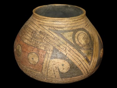 6 1/2' Tall x 8' Wide Pre-Columbian Casas Grandes Pottery with painted polychrome design work, a cra