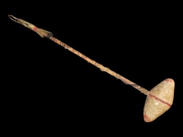 14' War Club, Plains Indian Ponny Warrior, Circa 1850's, Gilbert Dilley, Akron Ohio, Dyed Horse Hair