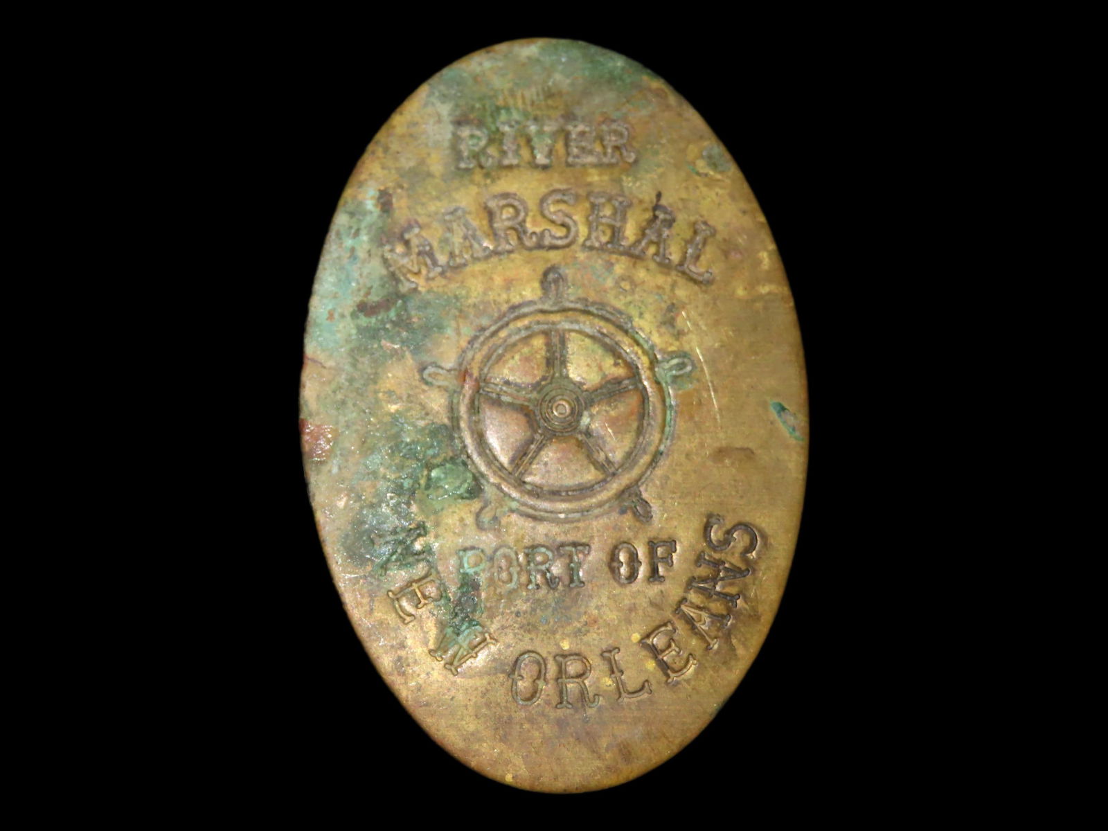 2 1/2" Antique Copper River Marshall Badge, Port of New Orleans (1 of 5)