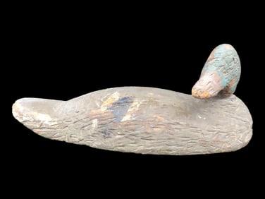 14' Antique Victor Cav-Sta Mallard Drake Decoy, Long-term river damage