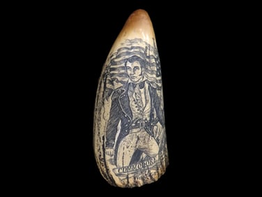 Resin 'Whale Tooth' with Highly Detailed Scrimshaw of Commodore Perry