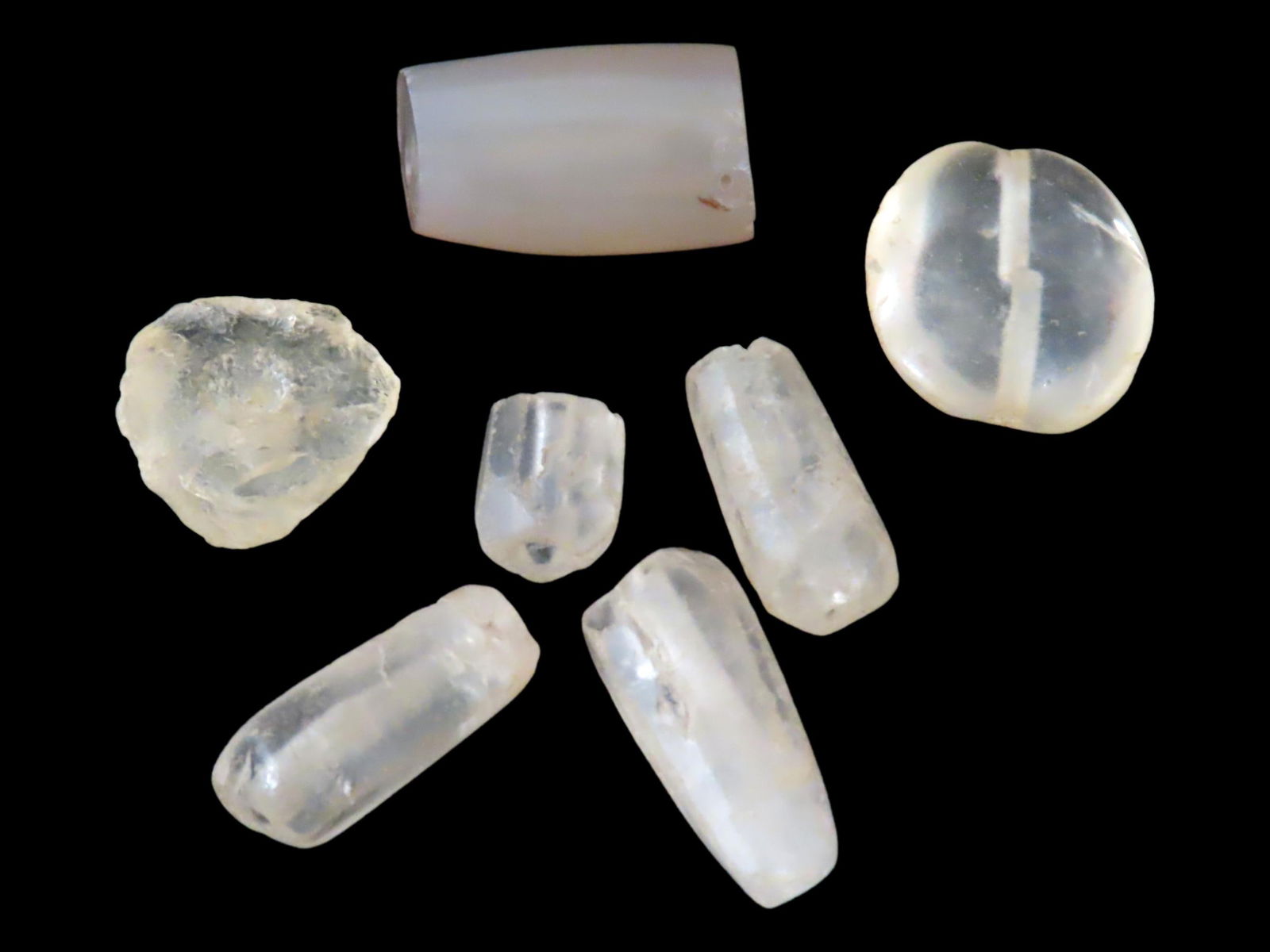 Rare Group of Crystal Quartz Beads, Africa, Neolithic: Rare Group of Crystal Quartz Beads, Africa, Neolithic