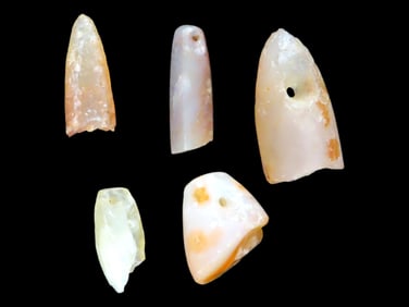 Set of 5 Rose Quartz Pendants, Northern Africa
