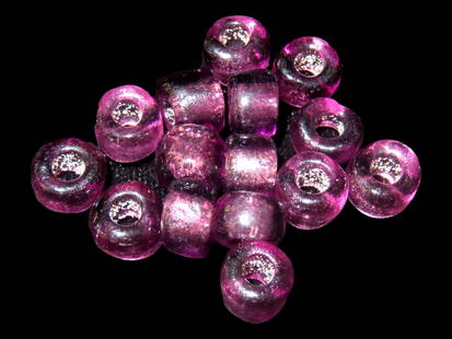 15 Purple Glass Trade Beads, Found in Georgia, Out of a Cache: 15 Purple Glass Trade Beads, Found in Georgia, Out of a Cache