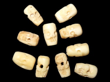 Collection of Antique Tibet Beads, Bone/Effigy
