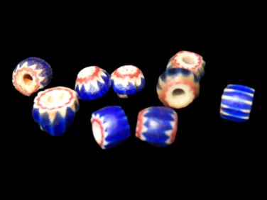 Set of 10 Authentic Miniature Multi Layer Chevron Beads, EX Greg Perdun, IL