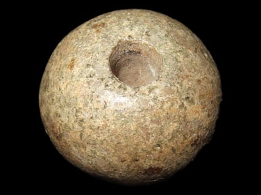 Jade Bead, Pre Columbian, Southern Mexico, Guerrero Region, Mezcala Culture, ca. 600 to 100 BCE