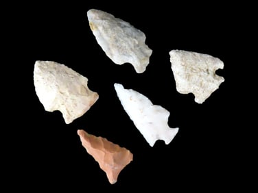 5 Arrowheads, Found by Gary Nelson in Van Buren Co., IA, Famous YouTube Channel