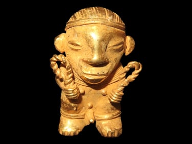 Pre Columbian Tairona Tumbaga Figurine, Made from Gold/Copper Alloy