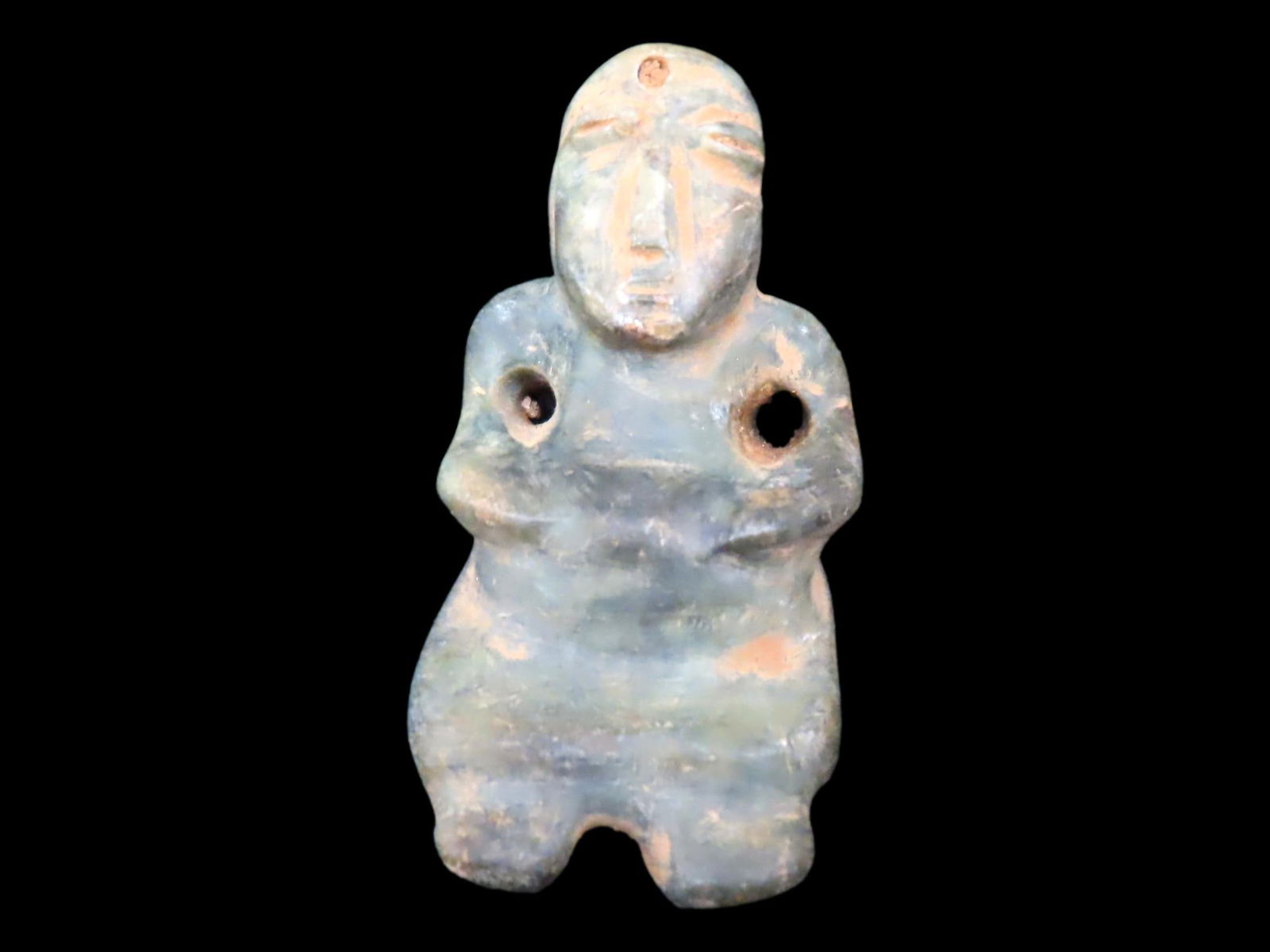 1 1/2" X 1 3/8" Pre Columbian Jade Human Effigy: 1 1/2" X 1 3/8" Pre Columbian Jade Human Effigy