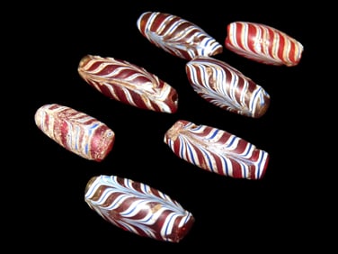 Nice Set of Italian Glass Feather Beads