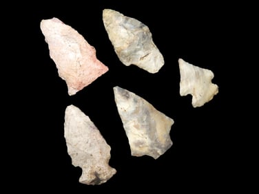 5 Better Quality, Common Arrowheads, Steve Manos Collection