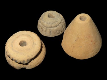 Pre Columbian Decorated Beads, Ecuador, Manabi Culture 500 BC-500 AD