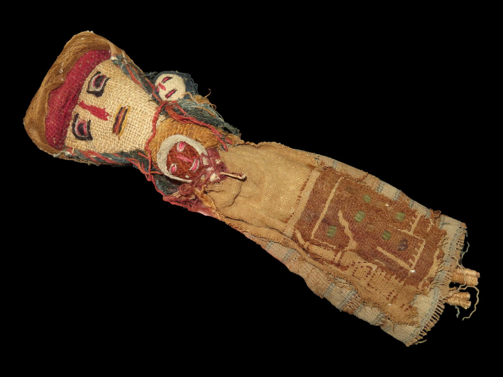 9" Peruvian Doll Made of Ancient Mummy Cloth, Peru (1 of 4)
