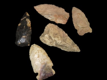5 Arrowheads, Found by Gary Nelson, Van Buren Co., Iowa, Famous Youtube Channel