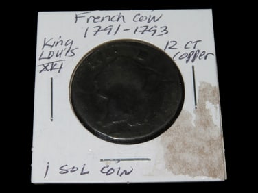 King Louis French Coin 1791-1793