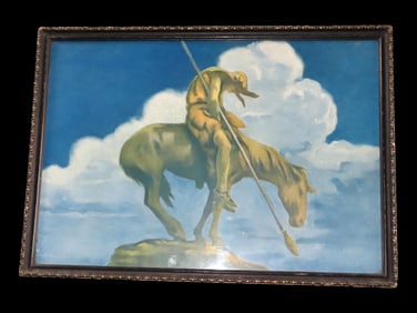 16 X 11 3/8" Framed Antique of End of Trail Lithograph