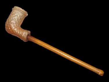 6" Designed Clay Pipe Historic with Stem, Ohio