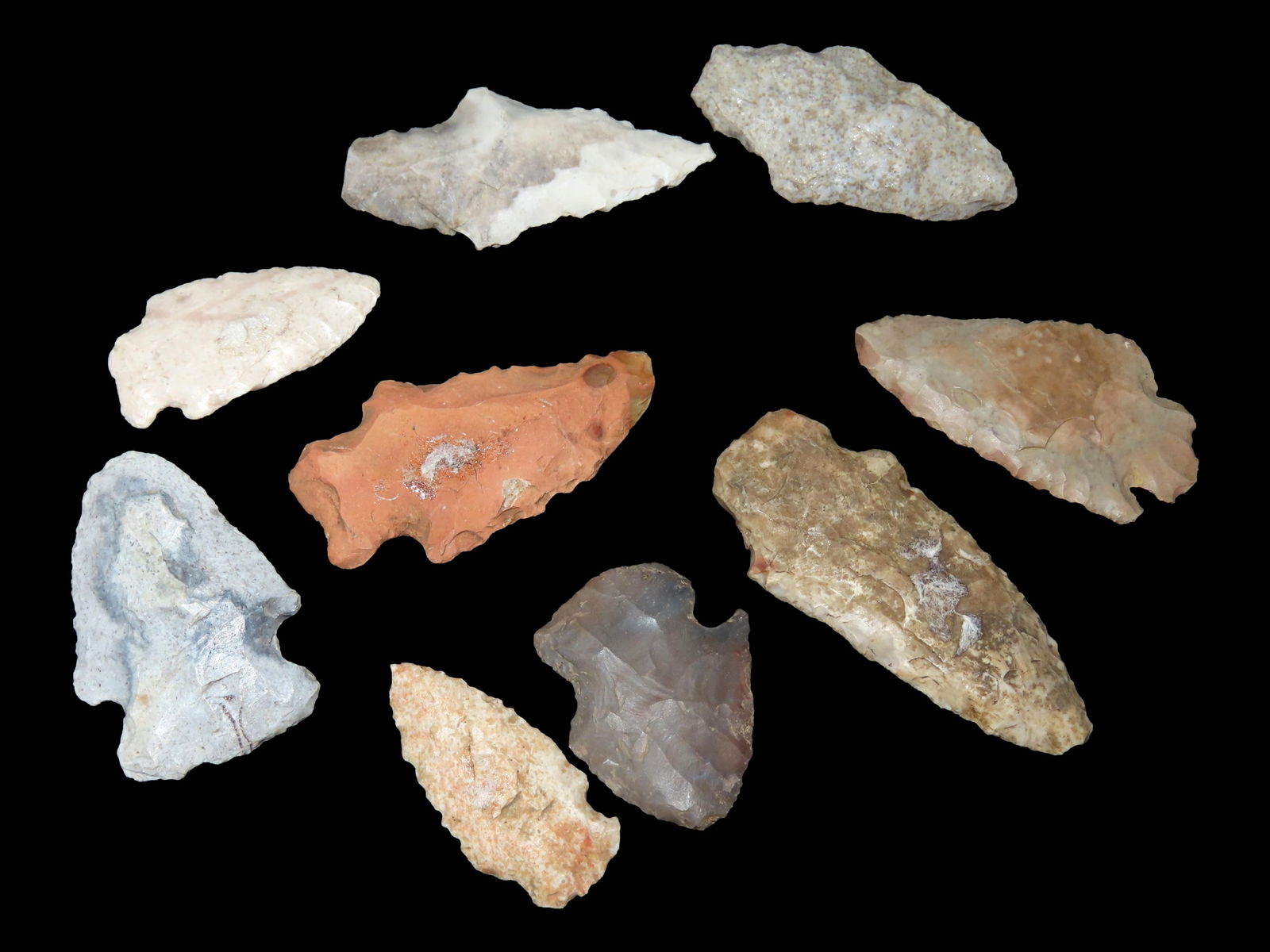 10 Arrowheads, Found by Gary Nelson, Van Buren Co., Iowa, Famous Youtube Channel (1 of 2)