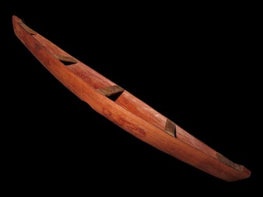 12" Hand Carved Wood Canoe