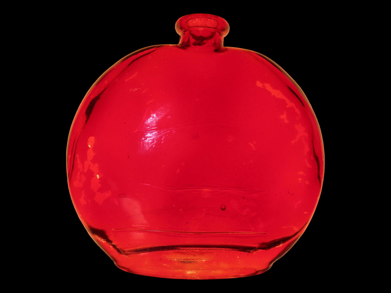 6" Ruby Hand Blown Glass Flask-type Bottle, no stopper, Vintage (1 of 6)