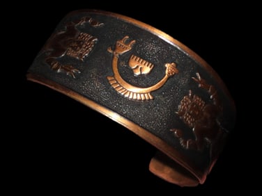 Copper Bracelet, Native American Motif
