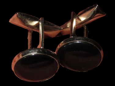 Pair of Silver-toned Onyx Cufflinks