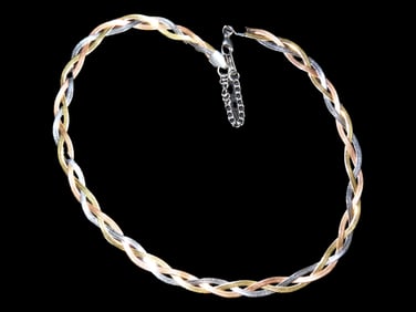 Braided Herringbone Tri-Color Bracelet