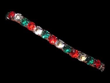 Stretch Bracelet, Paste Stones, Red-Green-Clear