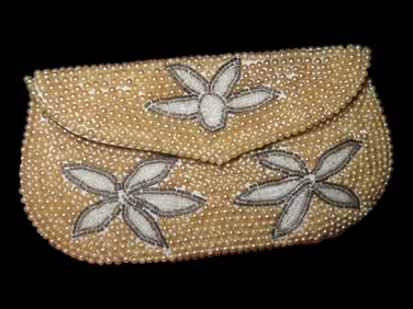 Vintage Beaded Clutch, snap closure