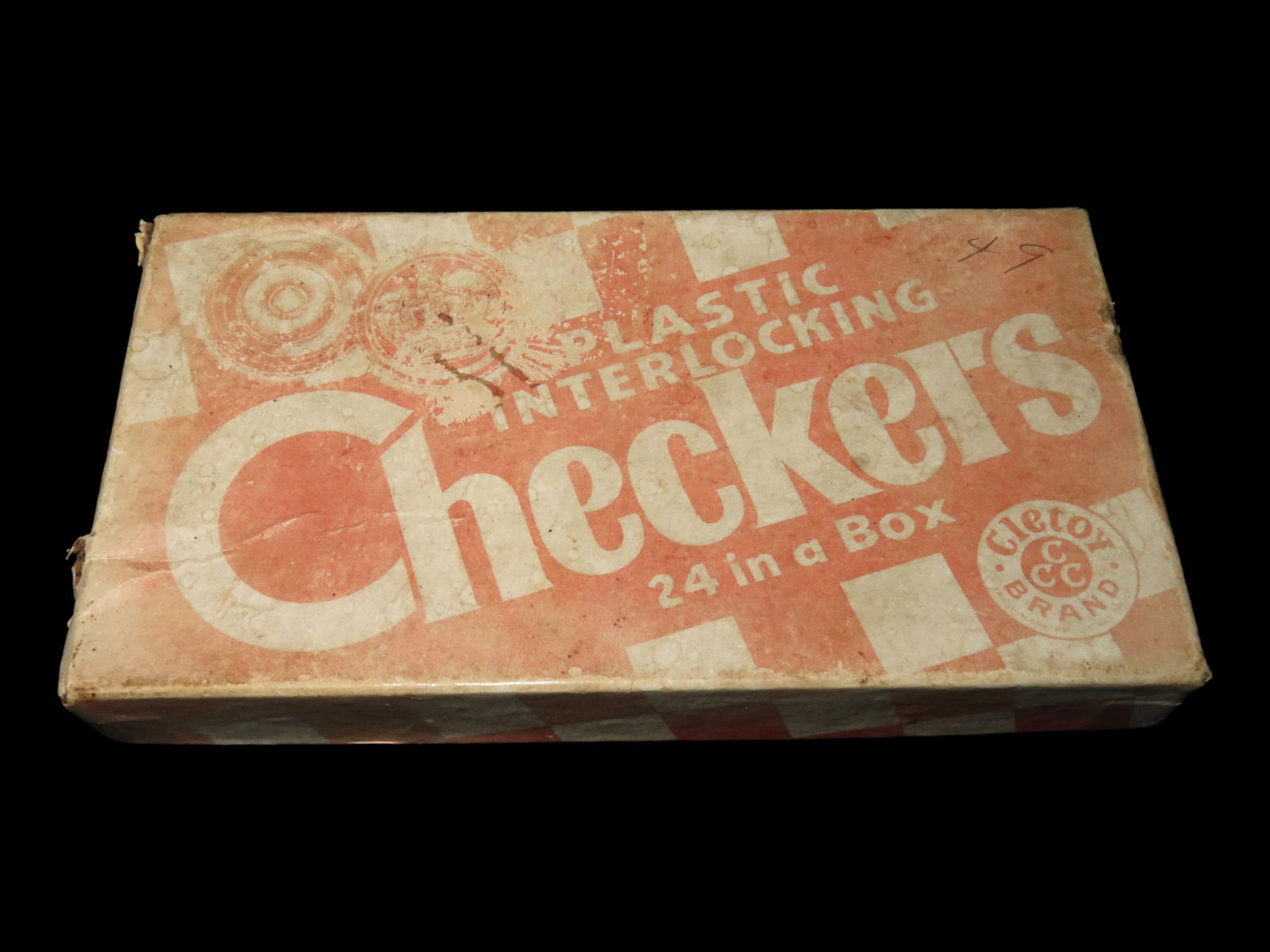 Box of Vintage Plastic Checkers: Box of Vintage Plastic Checkers