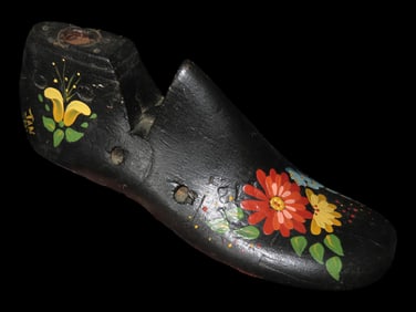 Hand Painted Decorative Wooden Shoe Mold