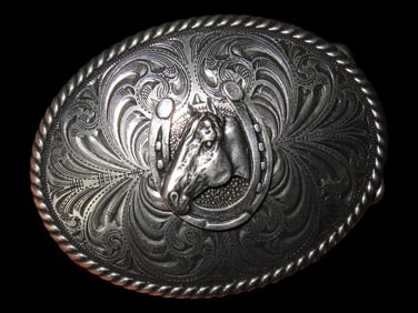 Silvertone Belt Buckle with Horse