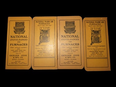 Set of 4 Excelsior Stove and Mfg Co., Quincy, Illinois Advertising Note Pads