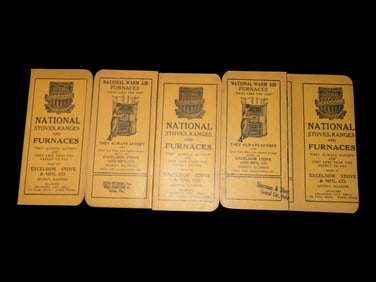 Set of 5 Excelsior Stove and Mfg Co., Quincy, Illinois Advertising Note Pads