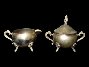 Silverplated Cream and Sugar
